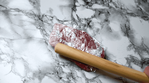 Tenderizing meat for tonkatsu