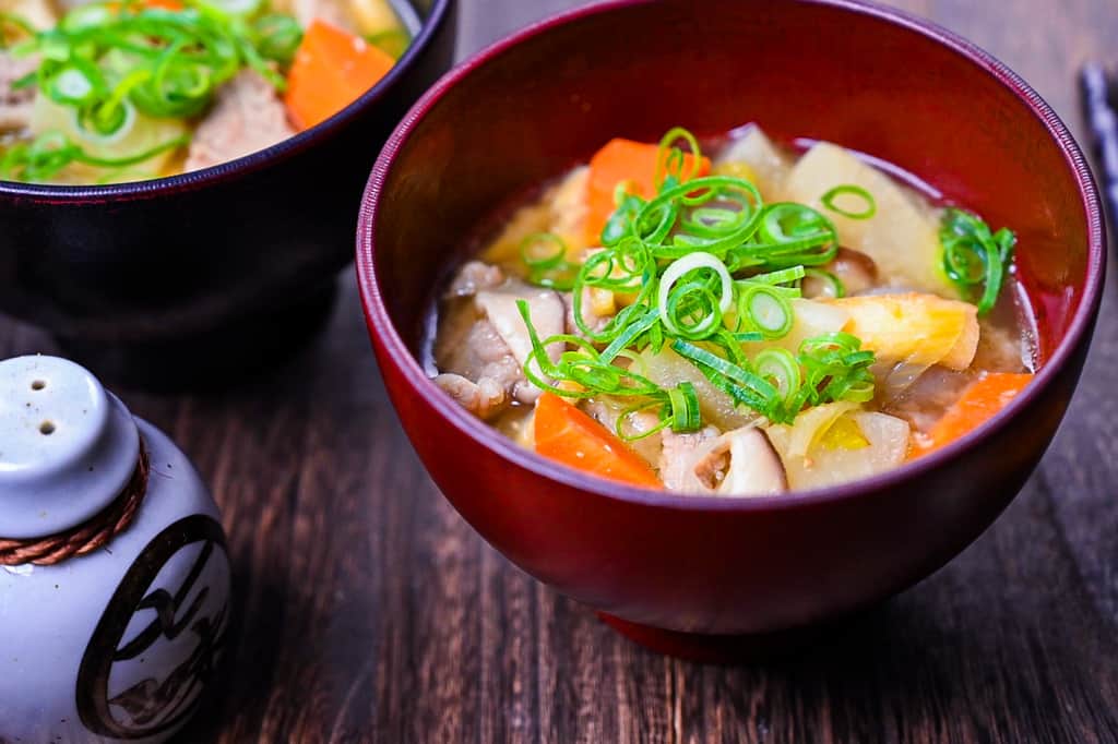 Tonjiru (pork and vegetable miso soup)
