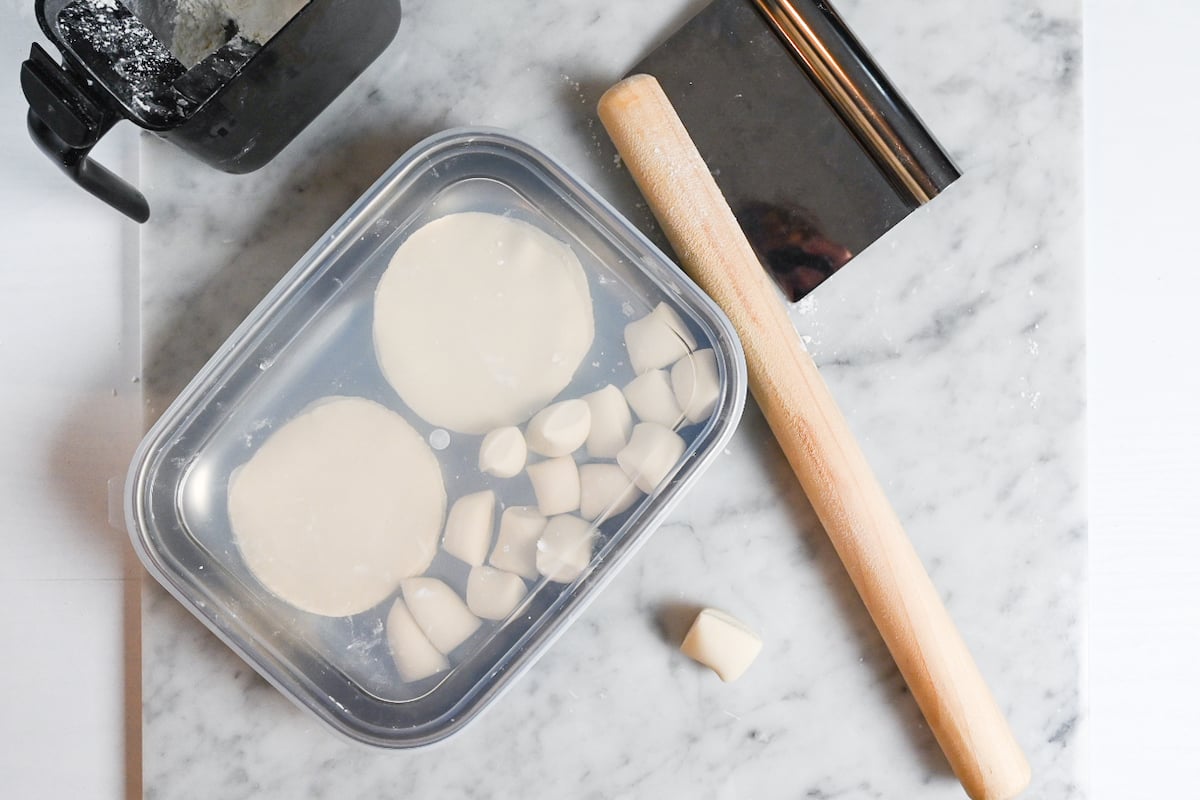 keeping gyoza in a sealed container to prevent them from drying out