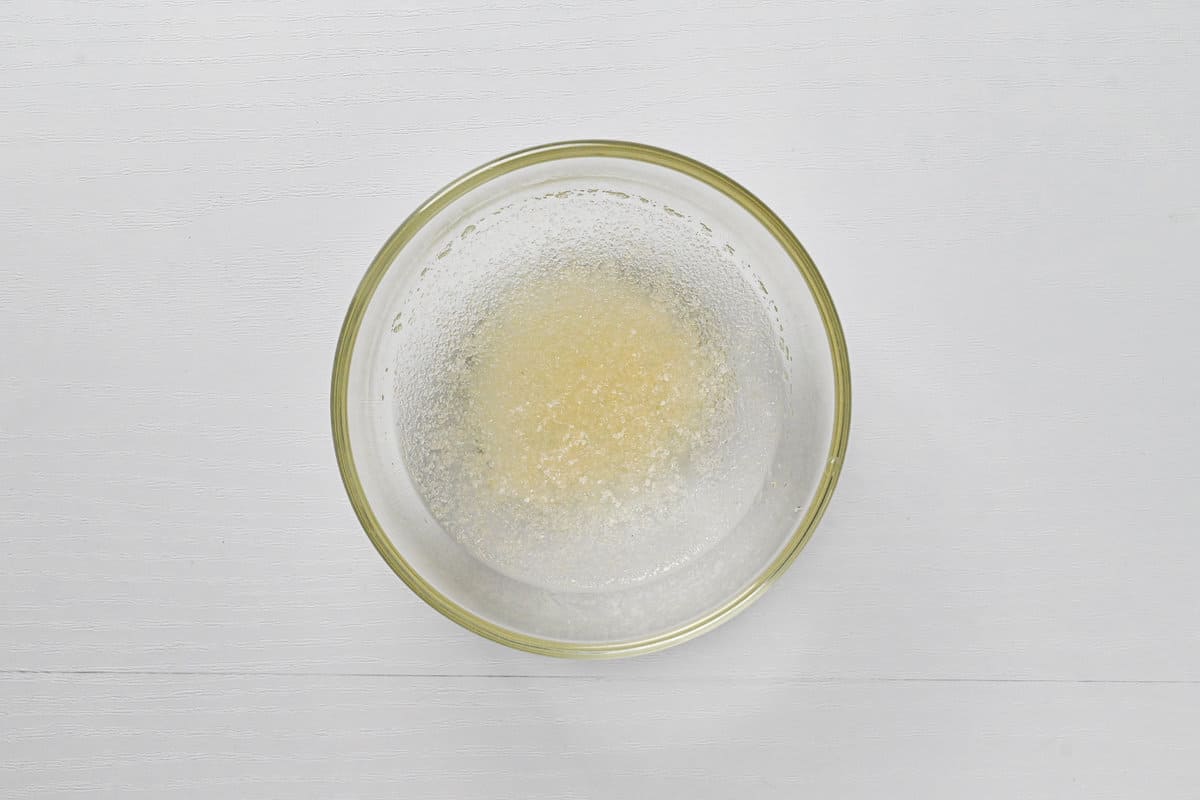 gelatine powder and water in a small glass bowl