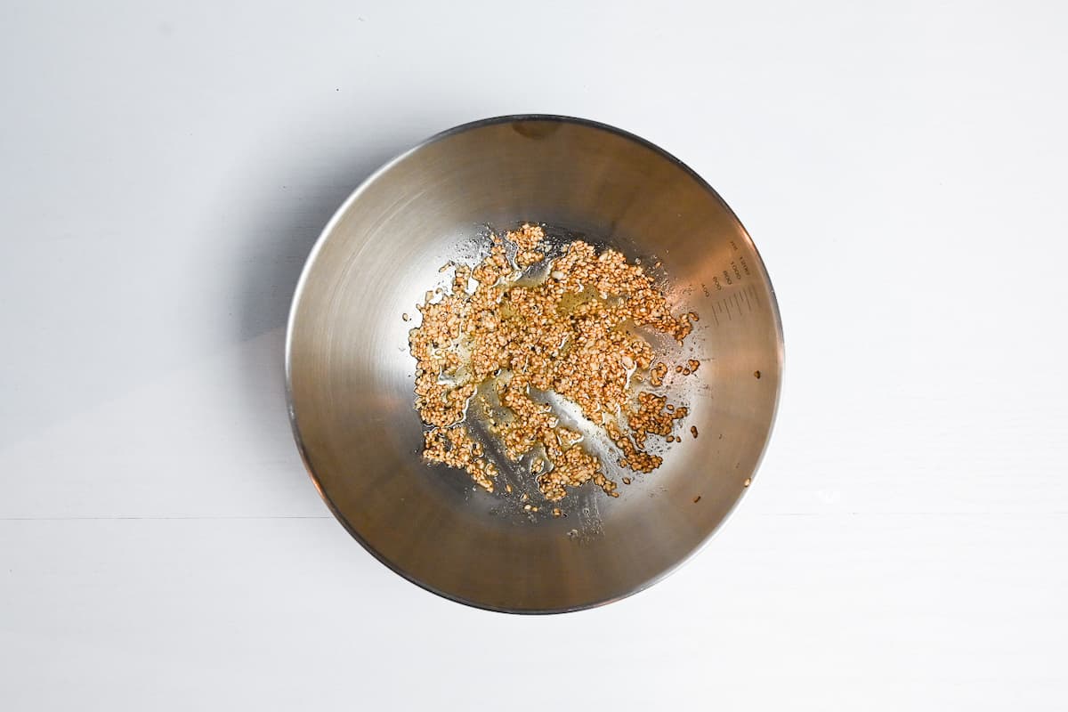 ingredients for yamitsuki cabbage mixed in a mixing bowl