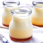 Japanese style custard pudding (purin) in glass jars thumbnail
