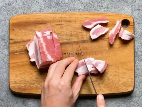 Cutting pork belly