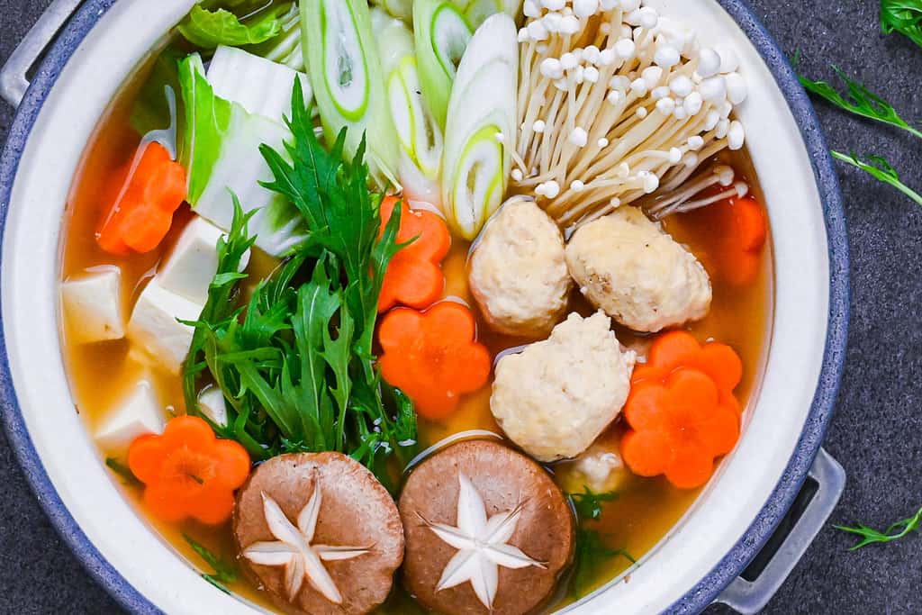 Japanese chanko nabe sumo stew top down