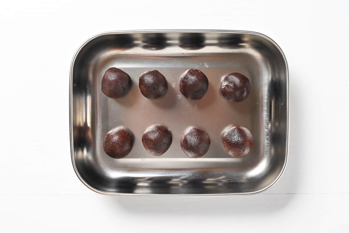 Balls of anko in a silver container