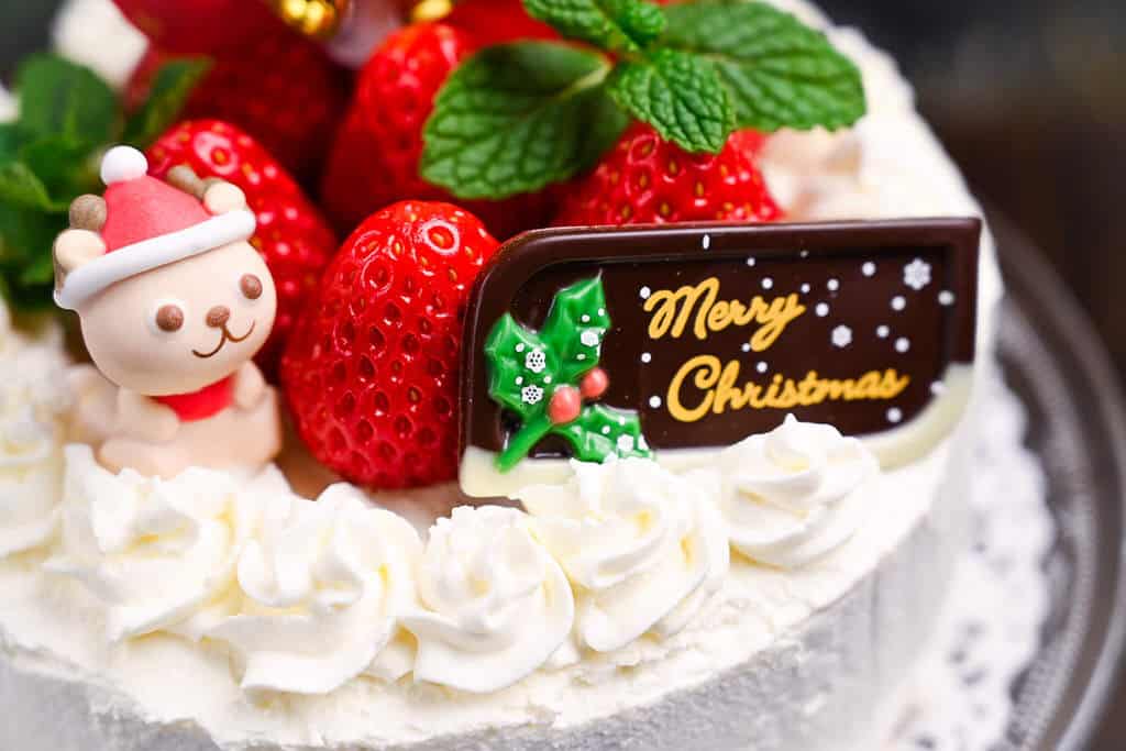 Japanese Christmas cake close up
