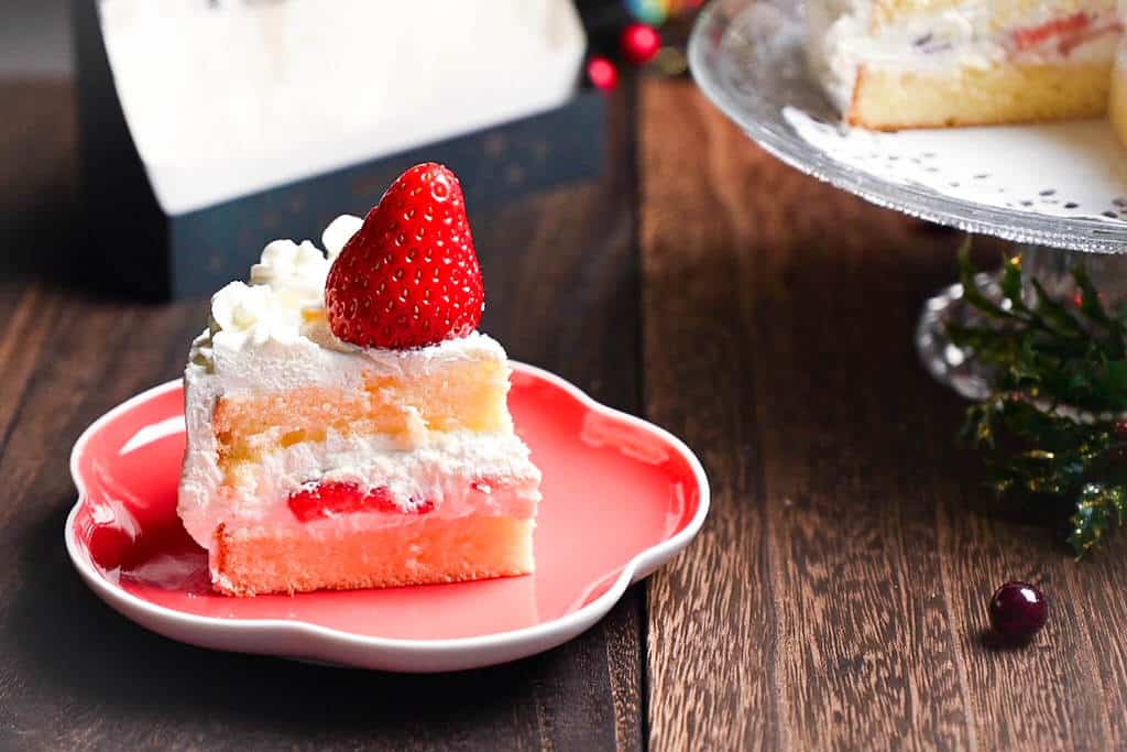 Strawberry Shortcake Slice on a plate