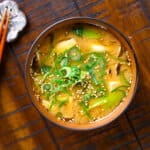 homemade vegan miso soup top down