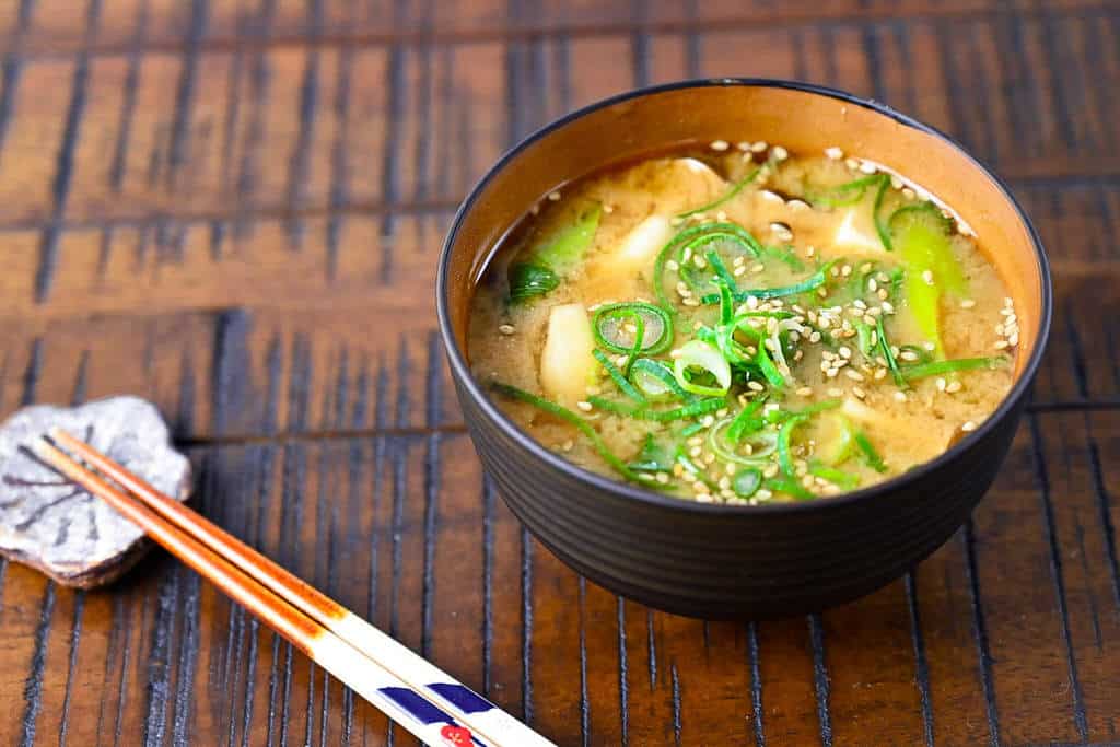 Homemade miso soup with ginger (vegan)