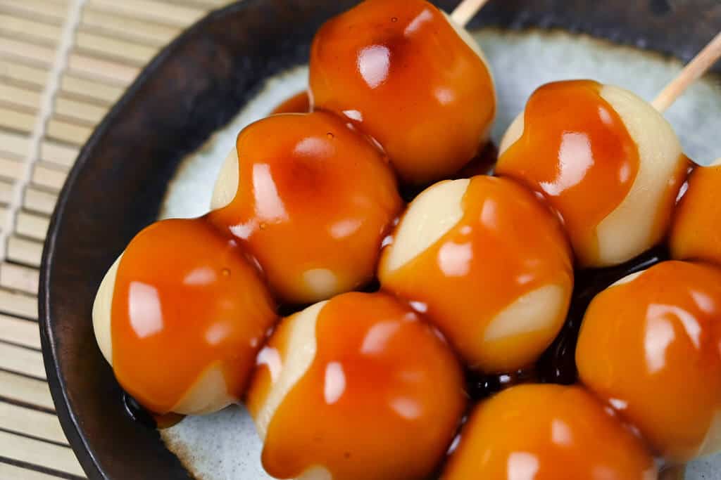 mitarashi dango close up