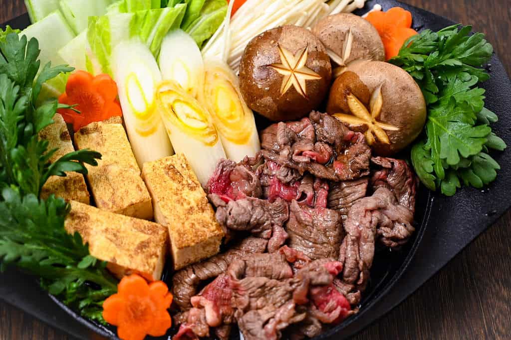Sukiyaki Beef Hot Pot Close Up
