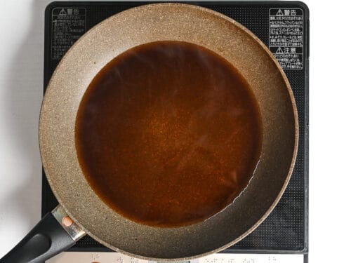 teriyaki sauce in a frying pan