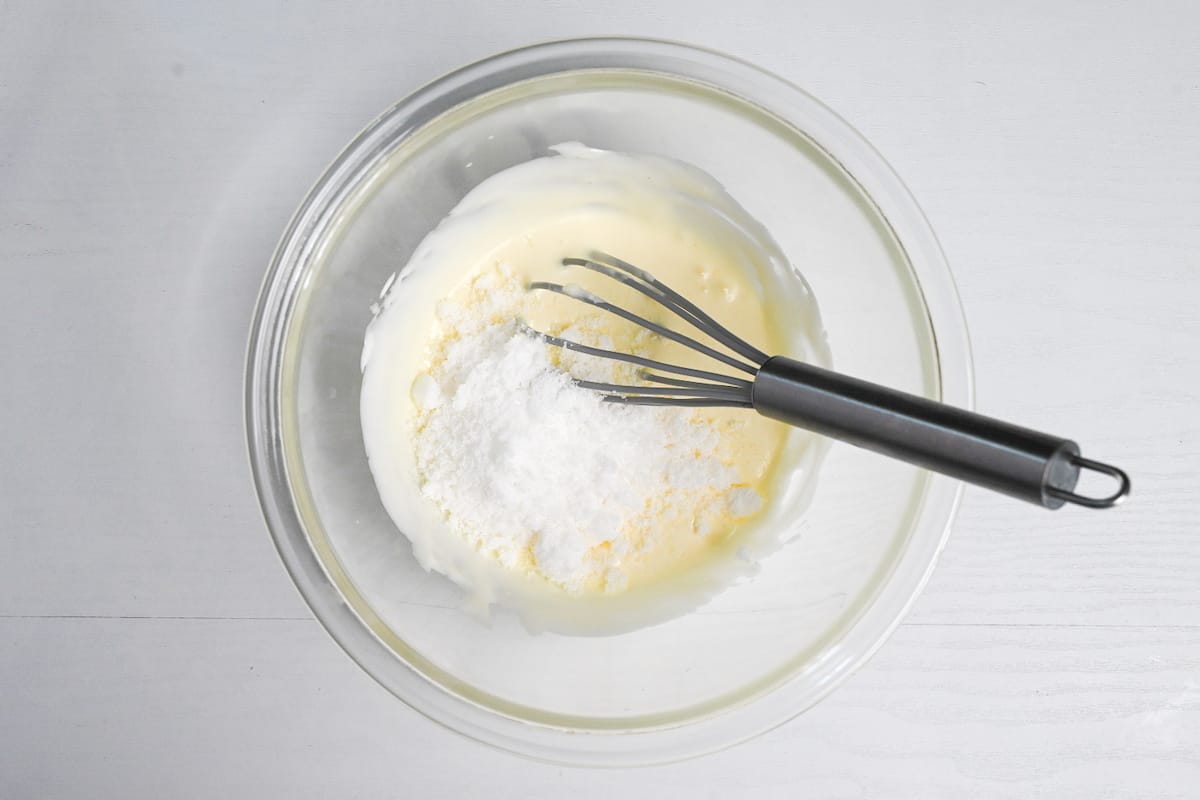 sugar added to bowl