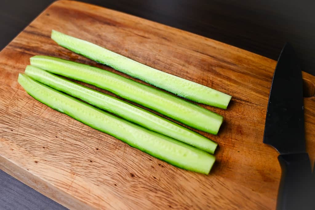 Small cucumber cut into quarters lengthways