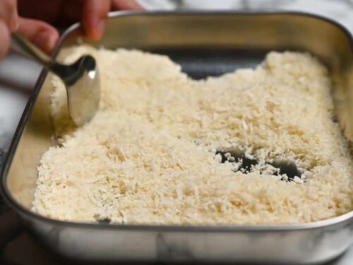 Mixing panko and parmesan cheese