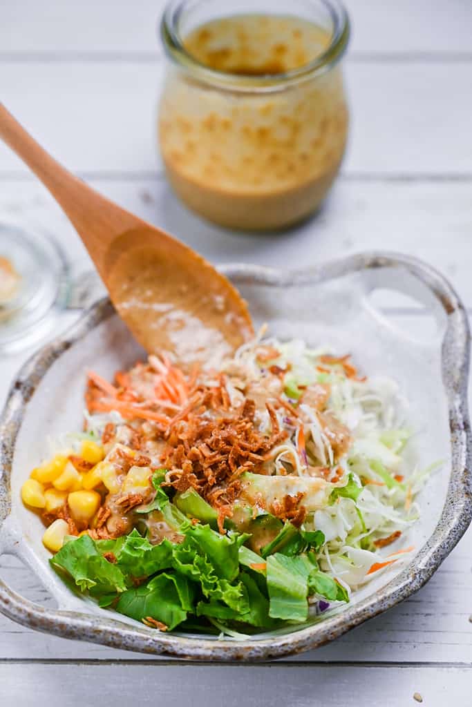 Japanese sesame dressing with simple salad
