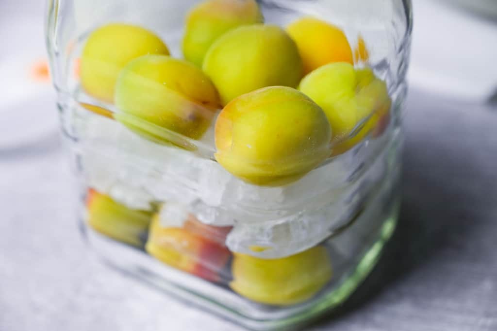 Ume and rock candy layered up in a jar