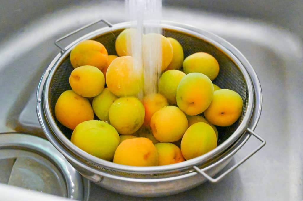 Washing Japanese ume plums