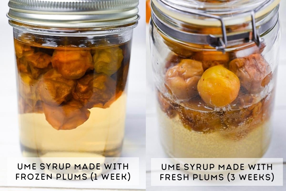 comparing ume syrup made with frozen ume vs fresh ume
