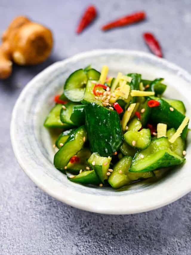 Japanese pickled cucumbers with ginger and chili