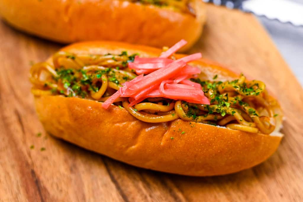 Yakisoba pan close up