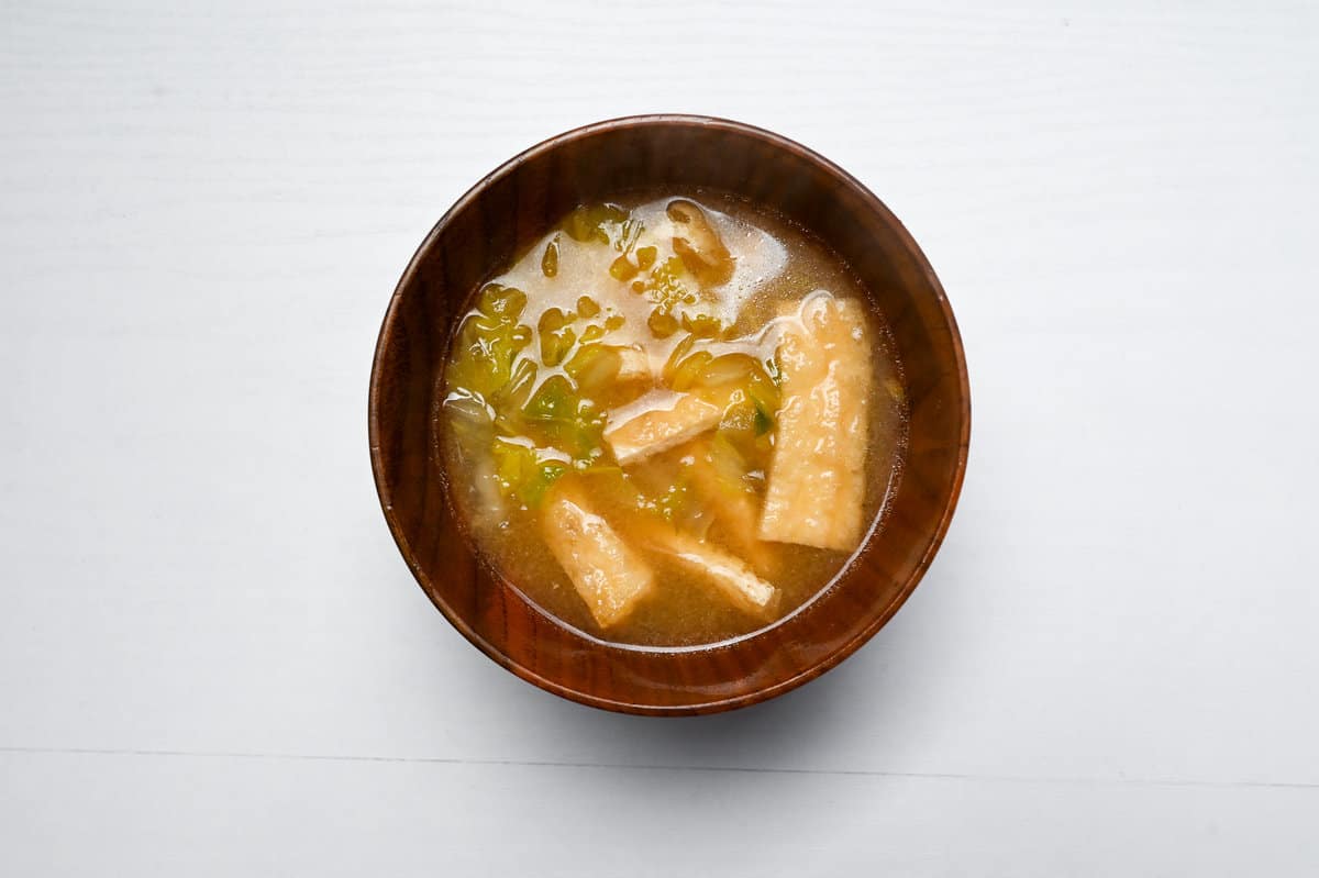 Miso soup with napa cabbage and aburaage