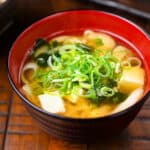 Authentic Homemade Japanese Miso Soup side view