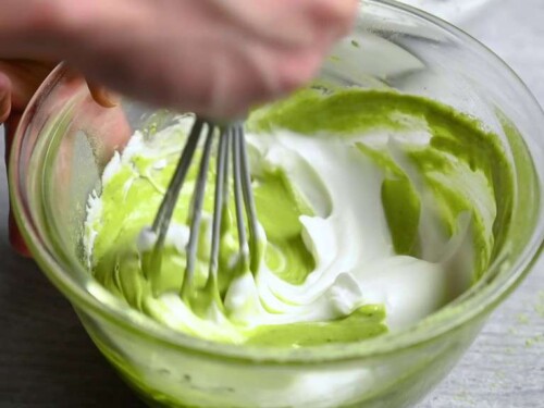 Whipping meringue and matcha batter