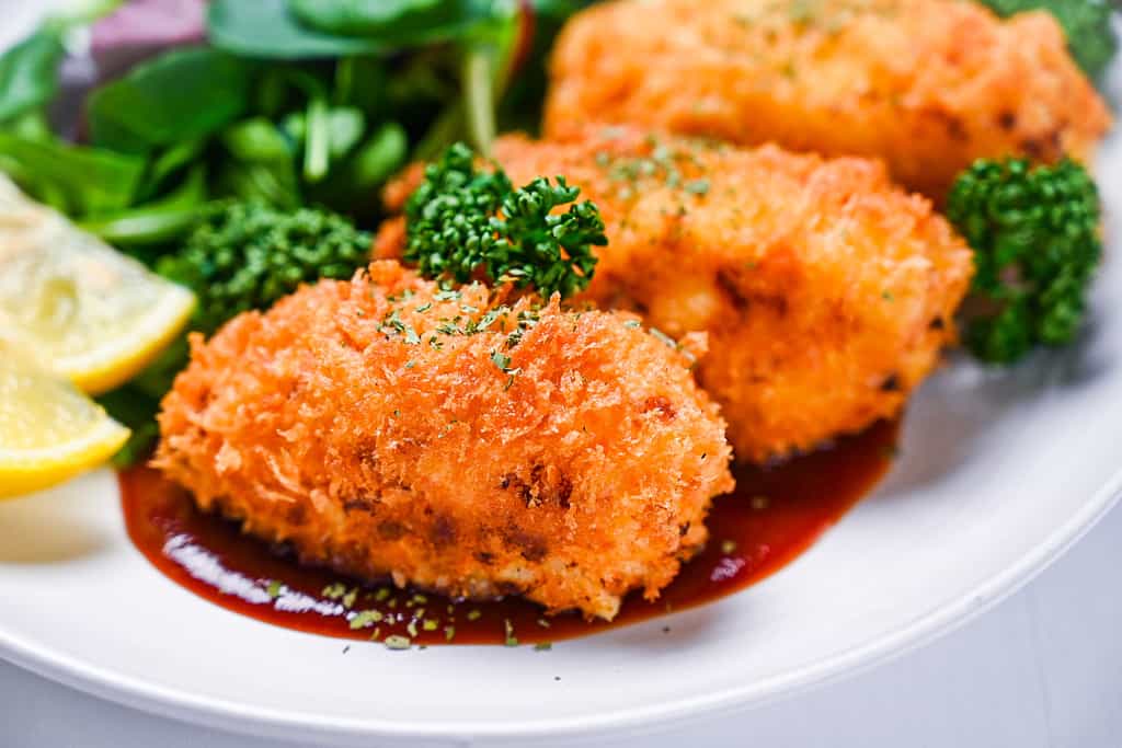 Japanese kani cream croquette side view