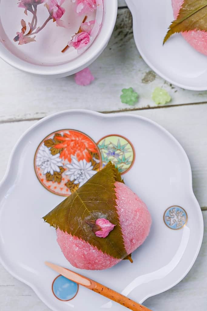 Kansai style sakura mochi cherry blossom rice cake