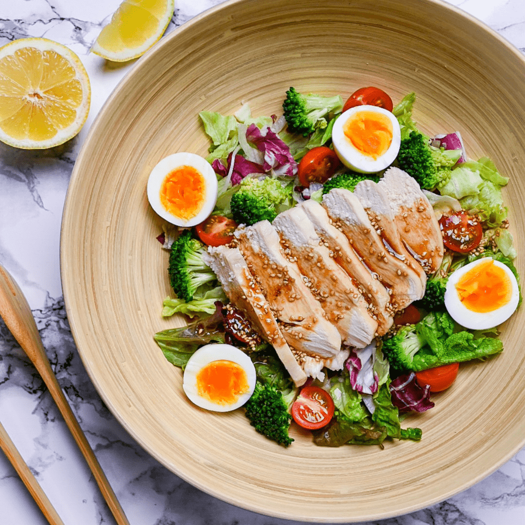 Japanese chicken salad with homemade wafu dressing featured img