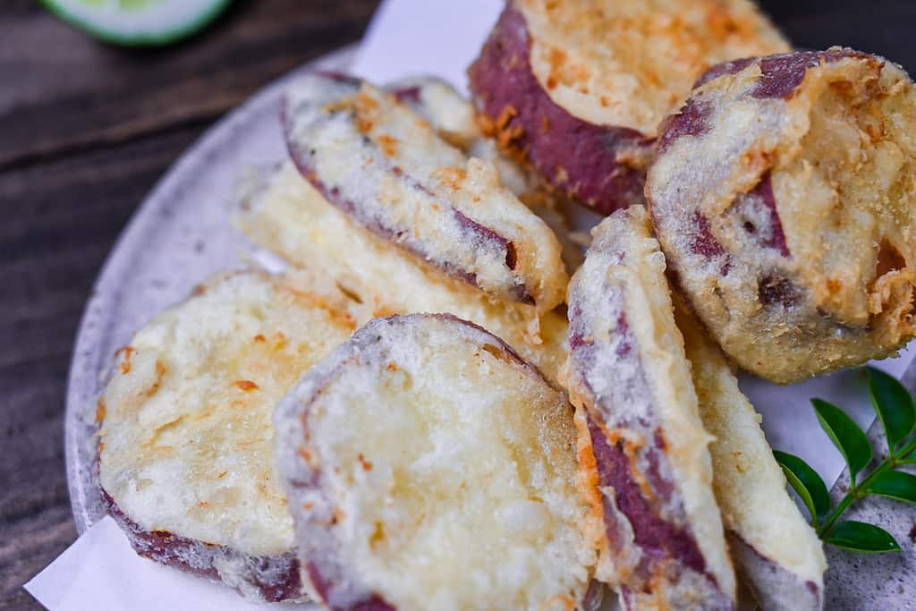 3 types of Japanese sweet potato tempura