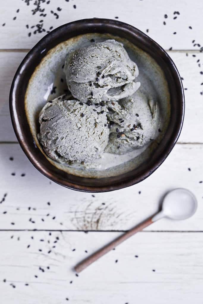 toasted black sesame ice cream top down