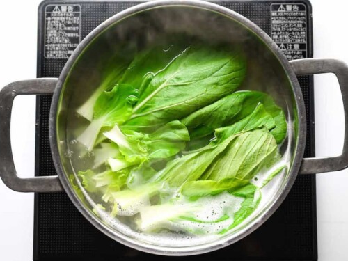 cooking pak choi with noodles