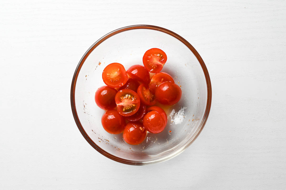 making a simple salsa for taco rice