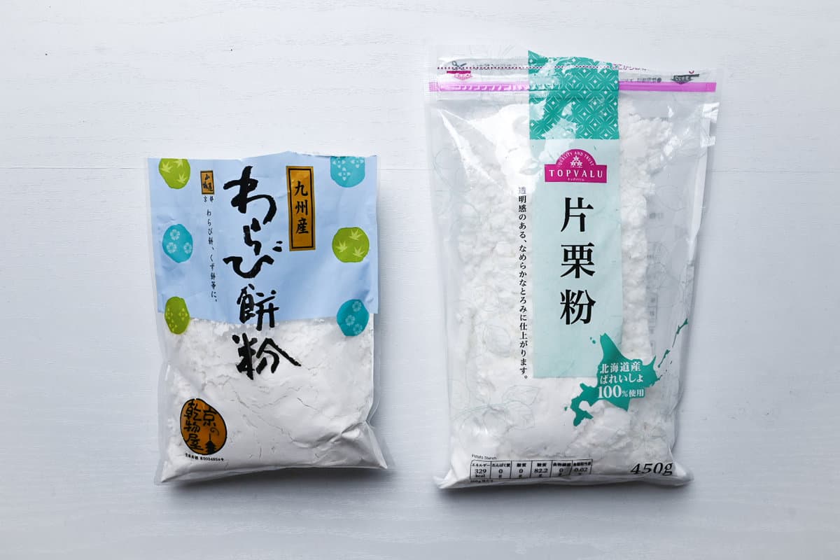 warabiko bracken starch and katakuriko potato starch