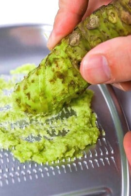 Homemade wasabi paste made with hon wasabi root