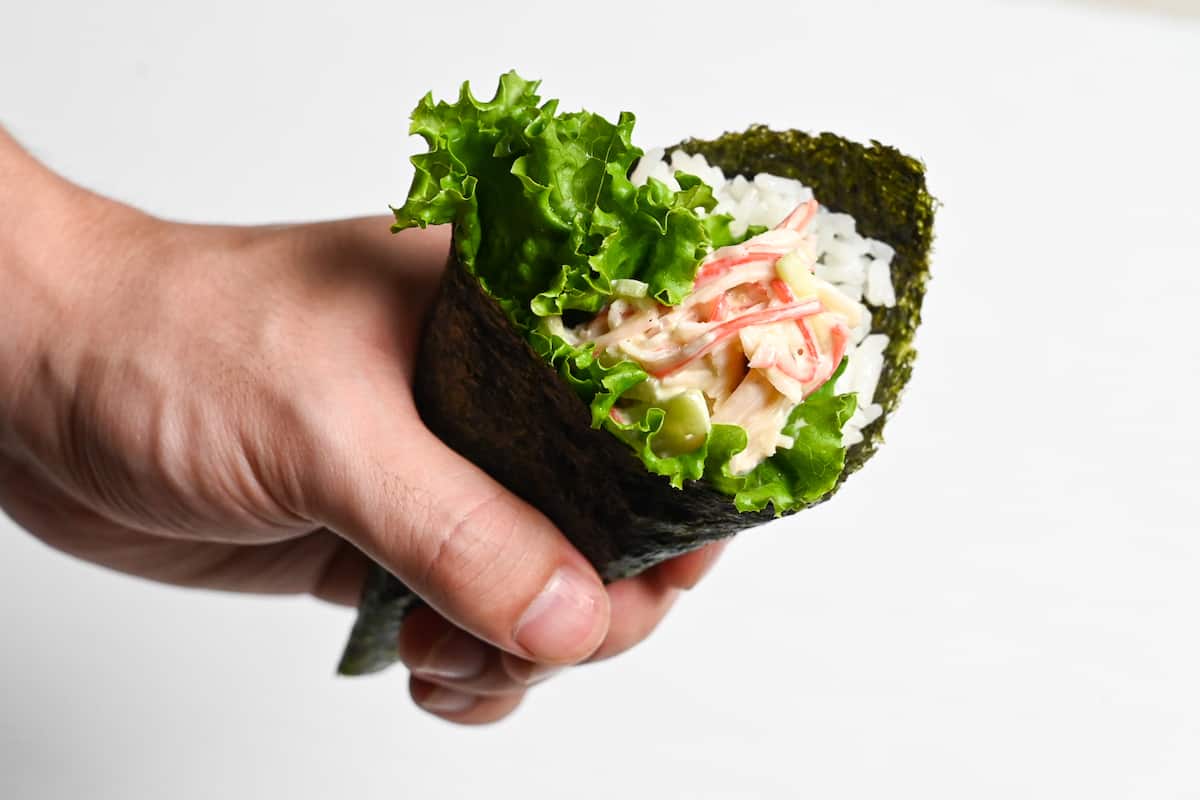 imitation crab salad temaki sushi hand roll