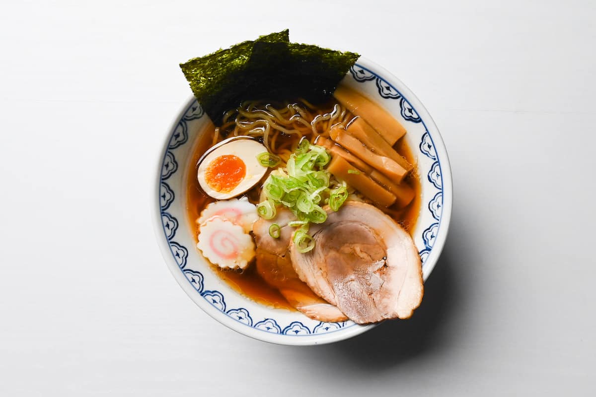 shoyu ramen completed with toppings