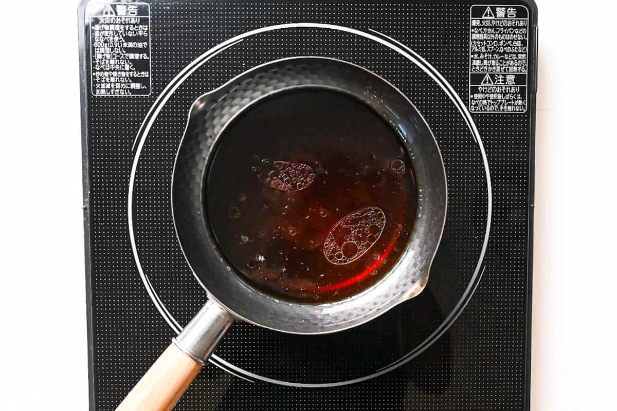 shoyu ramen tare in a pan