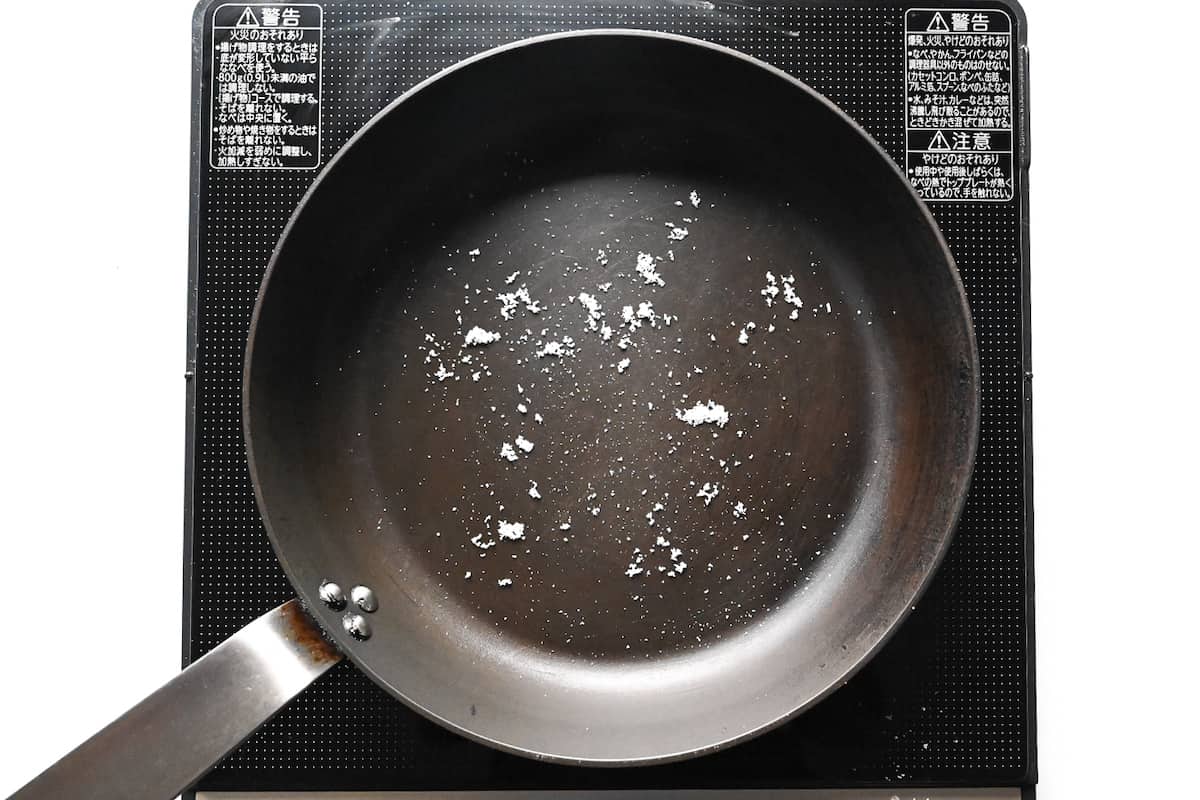 sugar in a frying pan