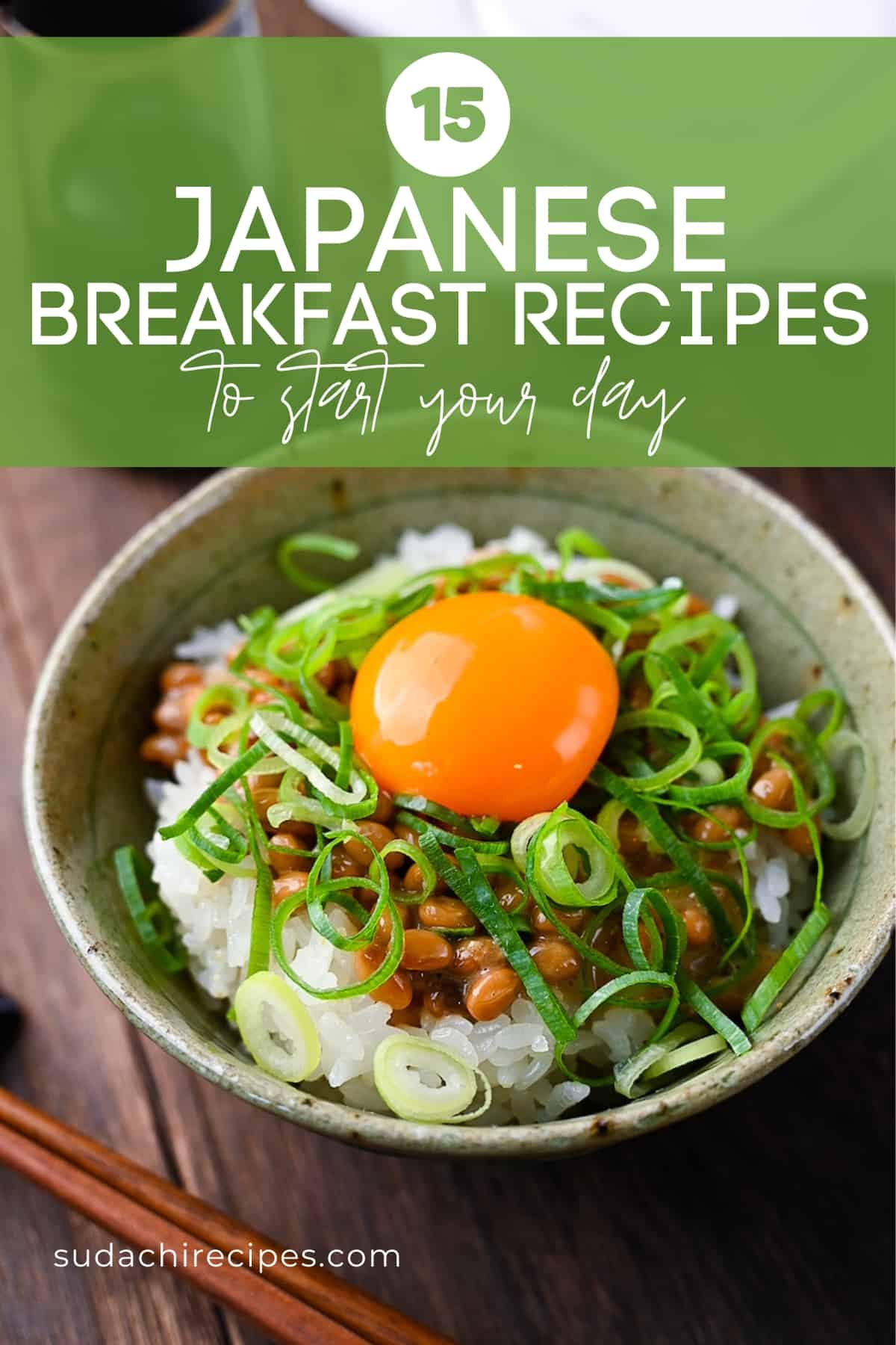 Japanese breakfast recipes with natto on rice with egg yolk featured image