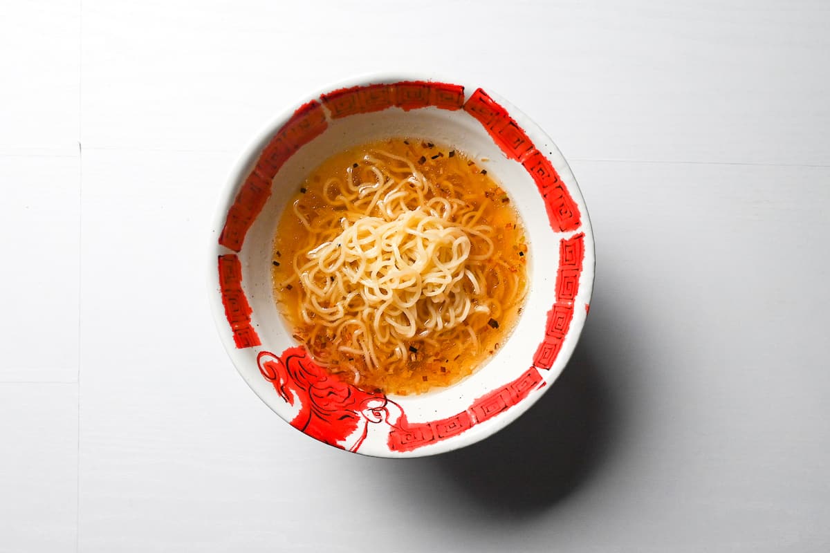 Shio ramen broth with ramen noodles
