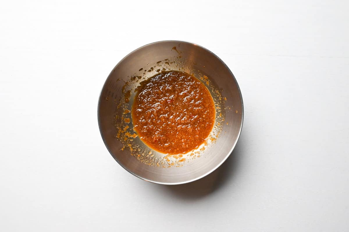 yakiniku style sauce mixed in a metal mixing bowl