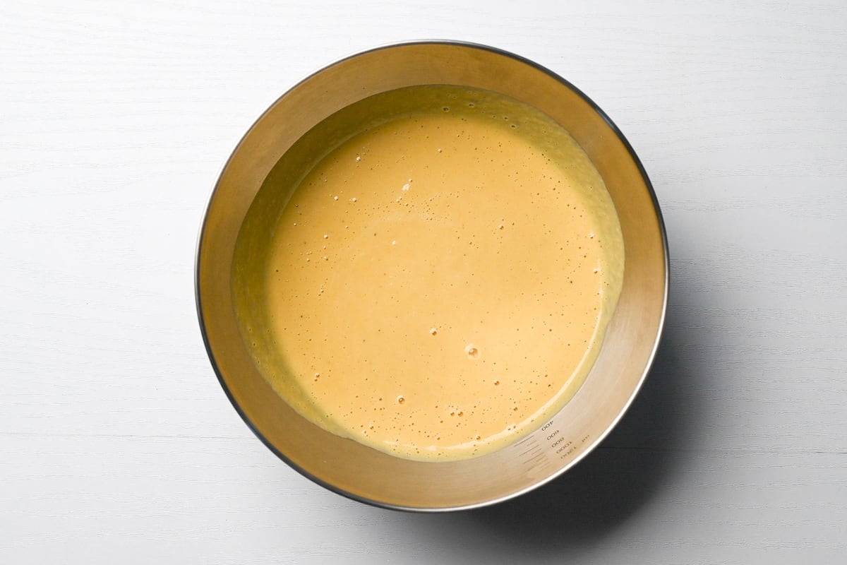 Corn potage in a mixing bowl