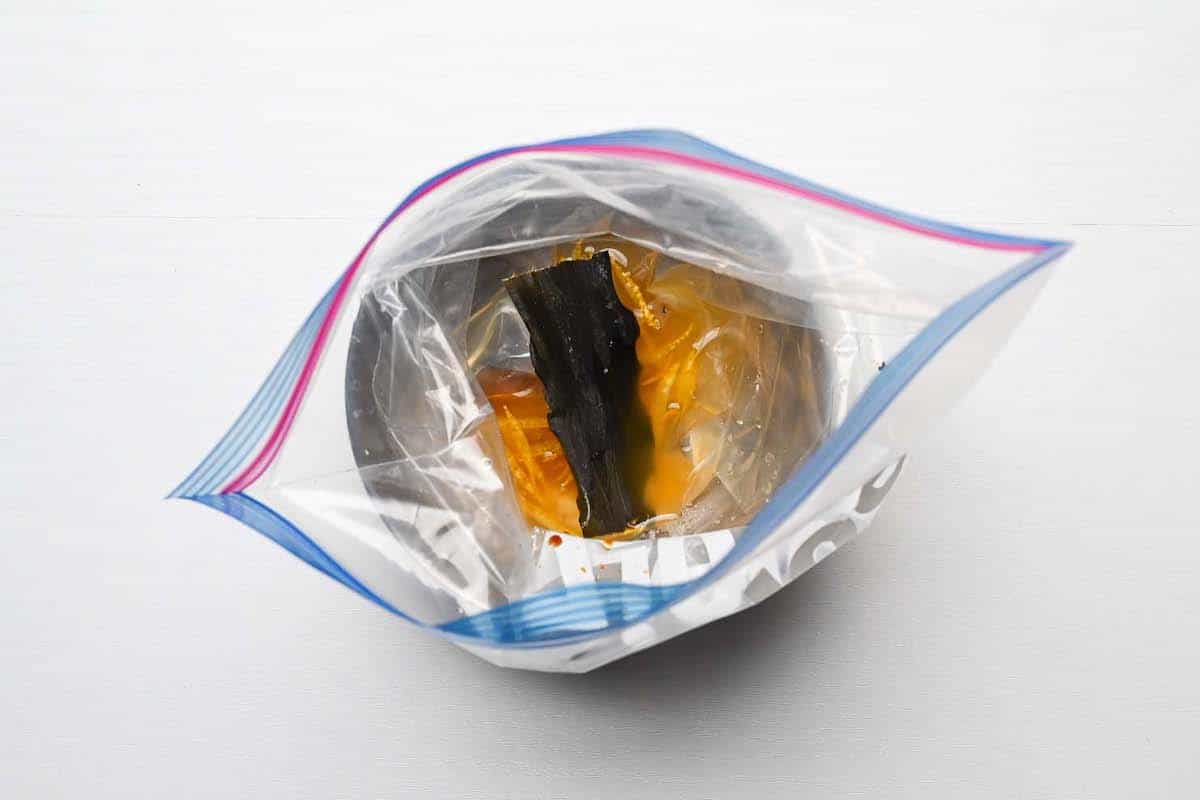 kohaku namasu in a ziplock bag