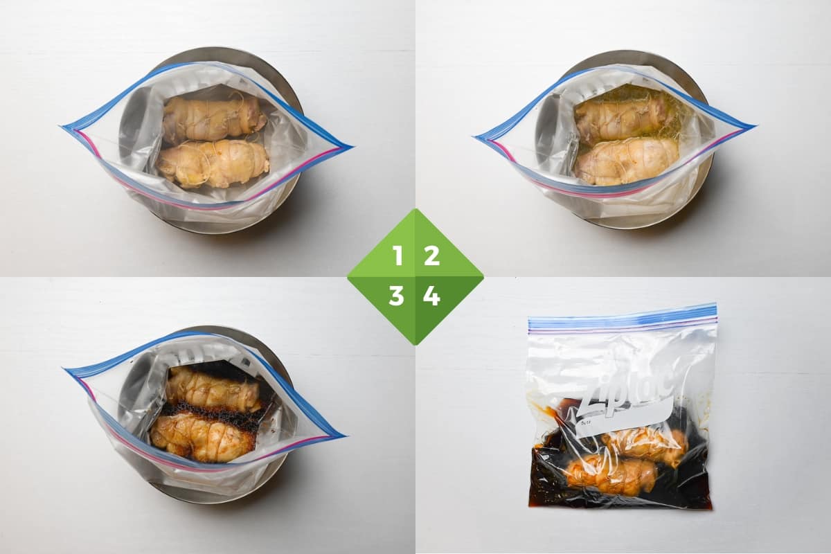 Chicken chashu marinating in a ziplock bag