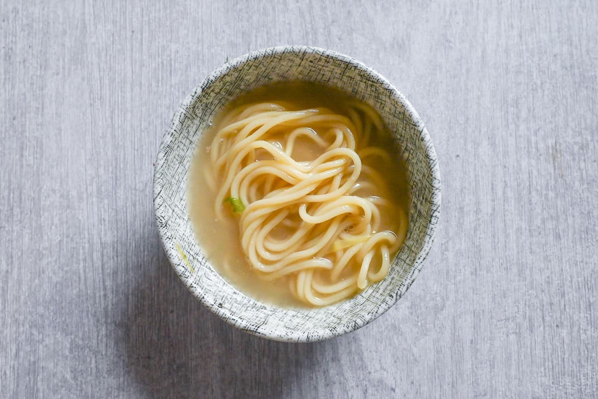 Noodles in leftover mizutaki broth