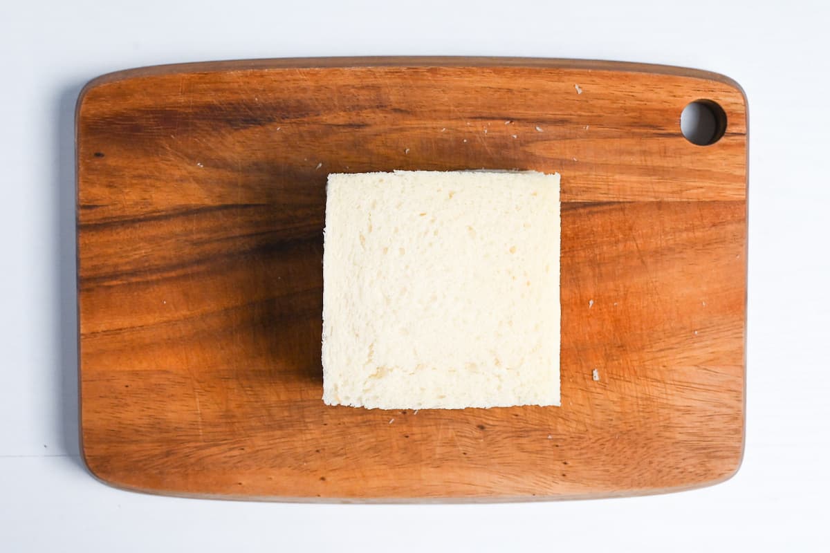 Ichigo sando in a wooden chopping board