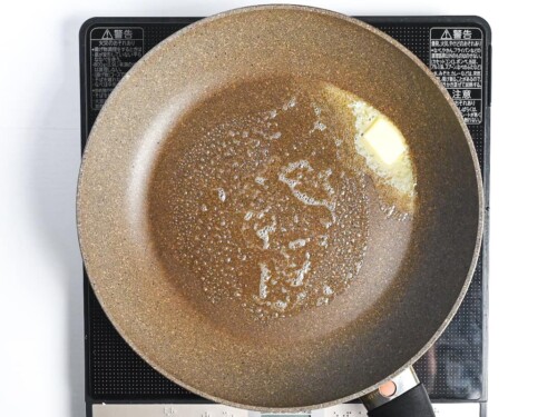 Melted butter in a frying pan